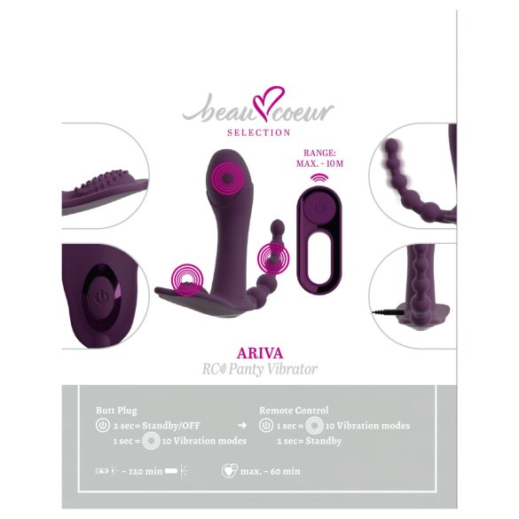 Beau Coeur Ariva - 3în1 vibrator chiloți (mov)