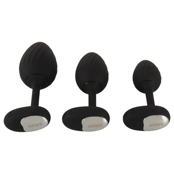 ANOS - set plug anal cu vibrații - negru