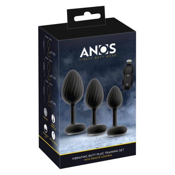ANOS - set plug anal cu vibrații - negru