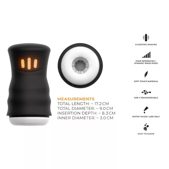 You2Toys Gyro - masturbator rotativ și vibrator - negru