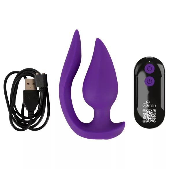 Smile - Vibrator anal și stimulator clitoris 2în1 - silicon mov