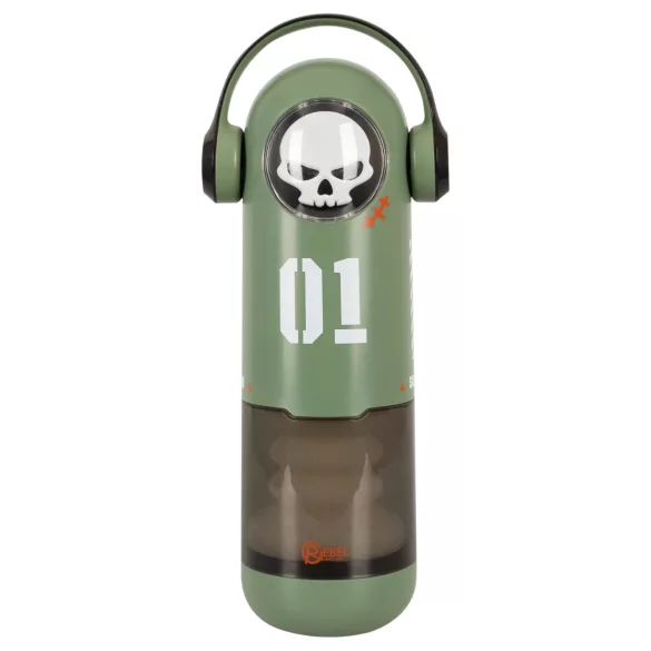 Rebel Skull - masturbator cu împingere și vibrații (verde)