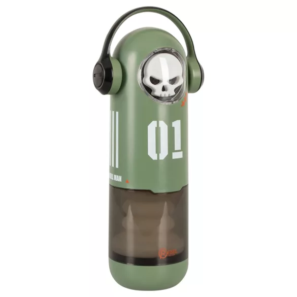 Rebel Skull - masturbator cu împingere și vibrații (verde)