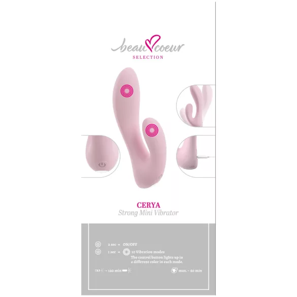 Beau Coeur Cerya - mini vibrator cu braț pentru clitoris - roz deschis
