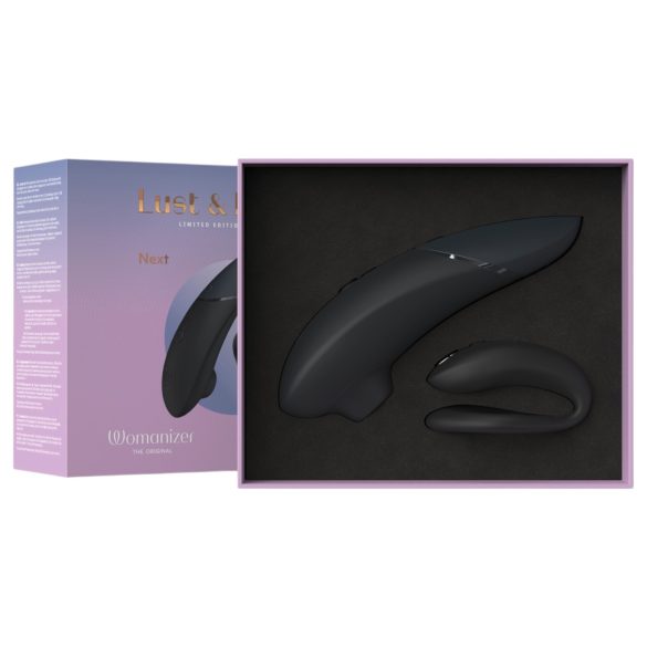 Womanizer Lust&Luxury - vibrator clitoridian și pentru cuplu - set negru