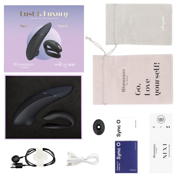 Womanizer Lust&Luxury - vibrator clitoridian și pentru cuplu - set negru