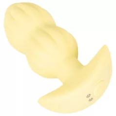   Cuties Mini - plug anal cu vibrații, texturat - silicon galben