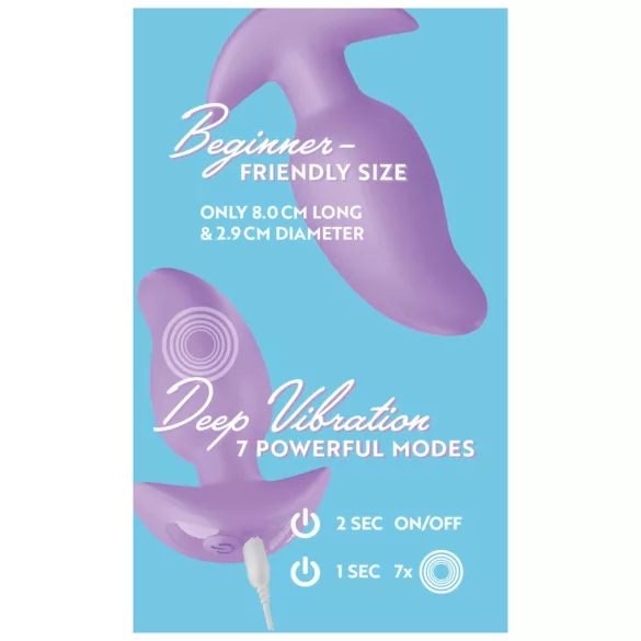 Cuties Mini - plug anal cu vibrații - silicon - mov