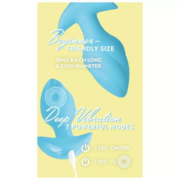 Cuties Mini - plug anal vibrant - silicon albastru
