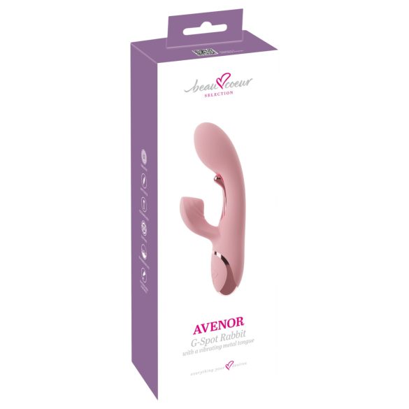 Beau Coeur Avenor - vibrator pentru punctul G cu limbă și braț pentru clitoris (roz)