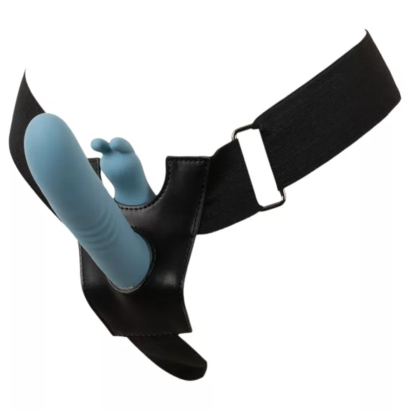 You2Toys - Vibrator cu iepuraș pentru strap-on, cu 3 piese și telecomandă (albastru)
