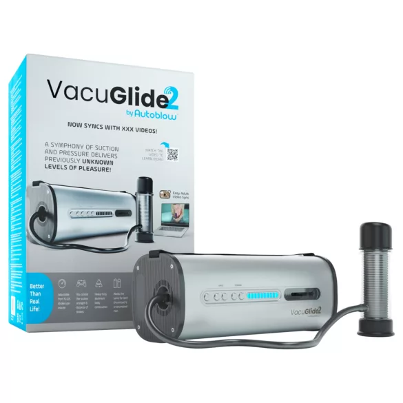 VacuGlide 2 - automat, masturbator de lux pentru bărbați, cu alimentare la rețea (argintiu)