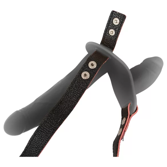You2Toys - vibrator dublu cu curea, cu telecomandă (negru)