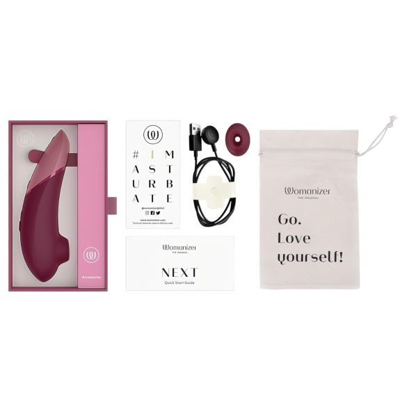 Womanizer Next - vibrator clitoridian cu unde de aer - reîncărcabil, bordo