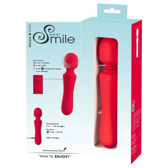 Sweet Smile - vibrator wand cu acumulator, rezistent la apă (roșu)