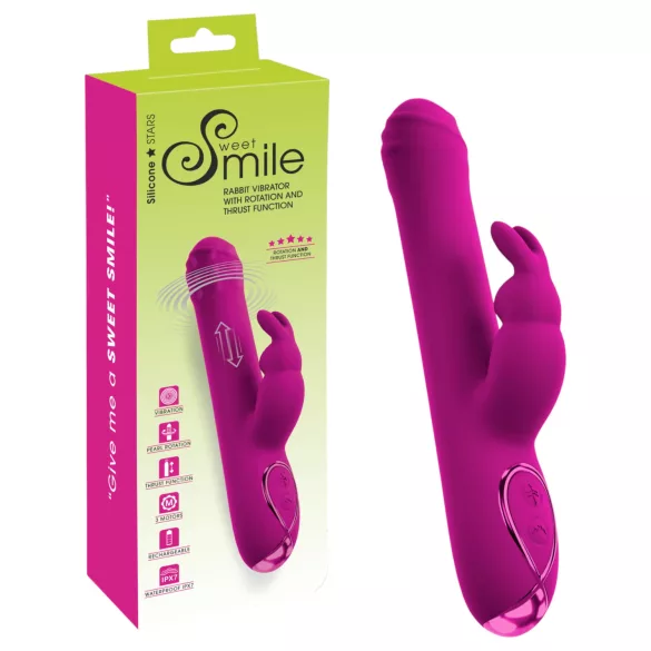 Sweet Smile - vibrator cu braț rotativ pentru clitoris, cu împingere (roz)