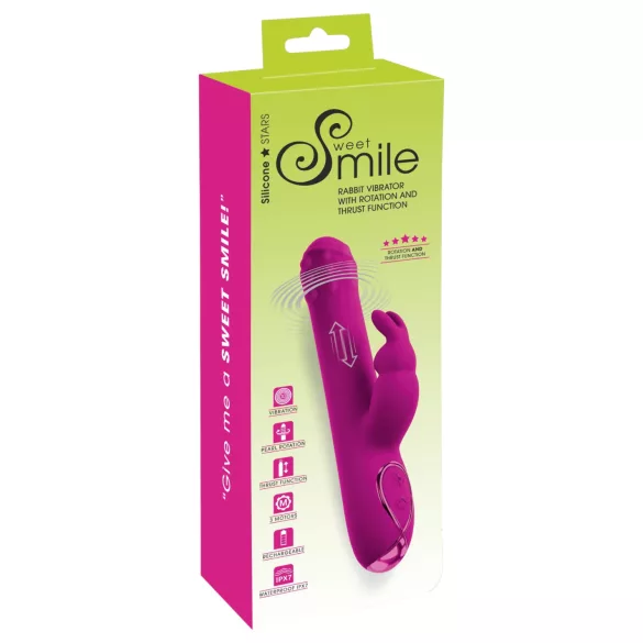 Sweet Smile - vibrator cu braț rotativ pentru clitoris, cu împingere (roz)