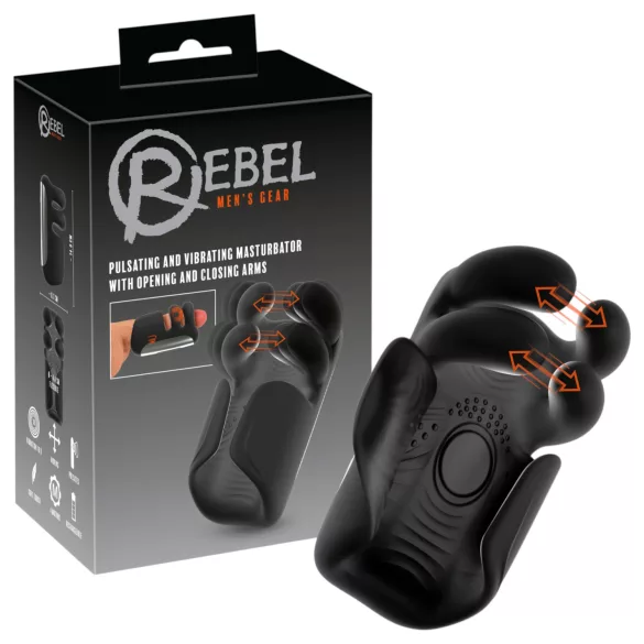Rebel - masturbator cu pulsații și vibrații (negru)