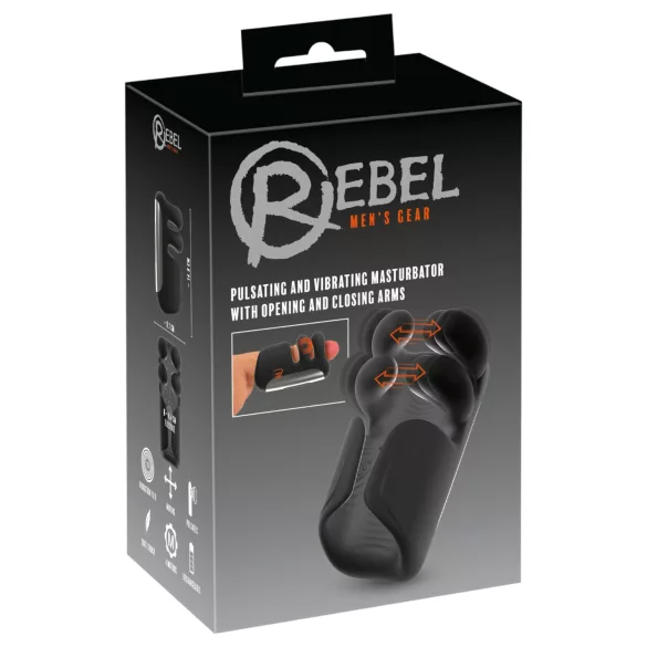 Rebel - masturbator cu pulsații și vibrații (negru)
