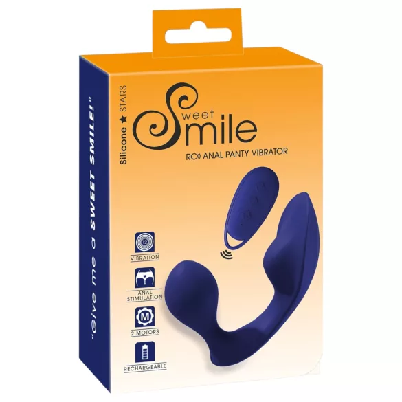 SMILE - vibrator anal și pentru chiloți cu telecomandă (albastru)