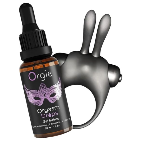 Set Orgie Iepurașul Orgasmic - Inele vibrante pentru penis (negru)