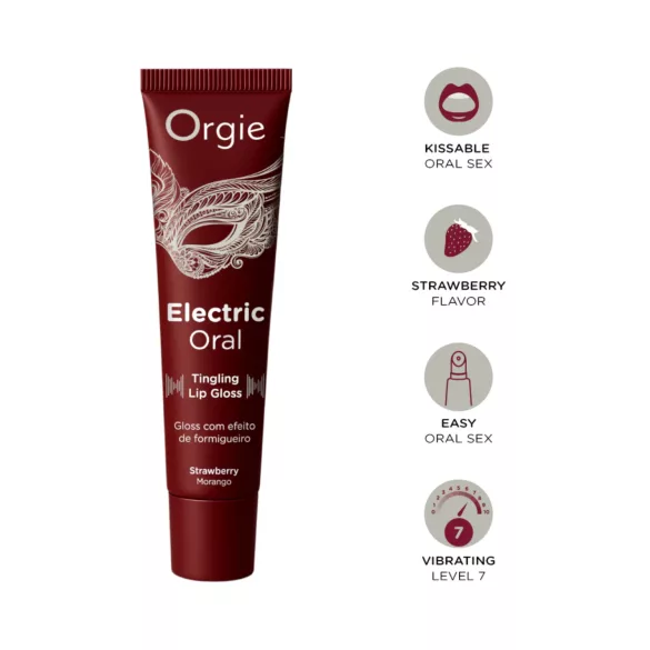 Orgie Electric Oral - luciu de buze cu efect furnicători - căpșună (10 ml)