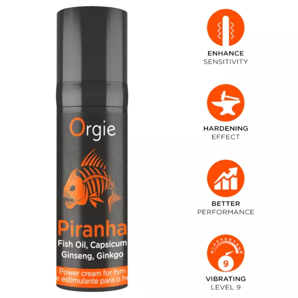 Orgie Piranha Power Cream - Cremă stimulatoare pentru bărbați (15 ml)