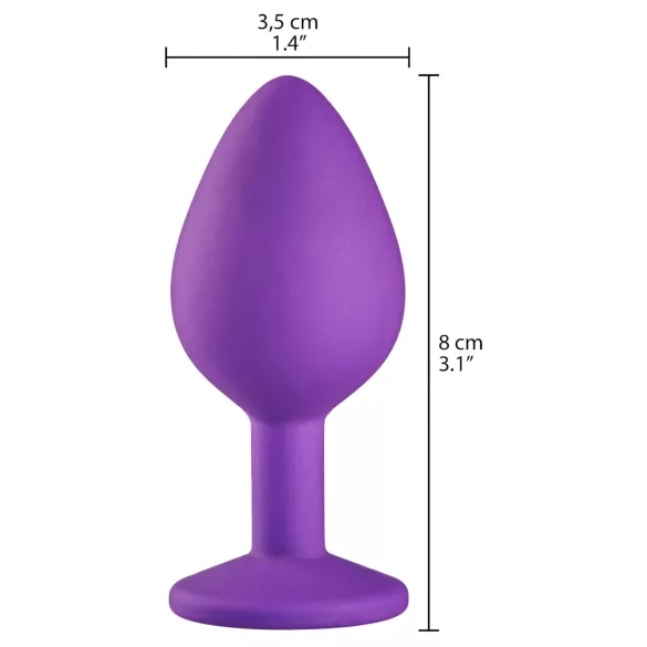 Baseks - dop anal din silicon cu cristale (mov) - 8 cm