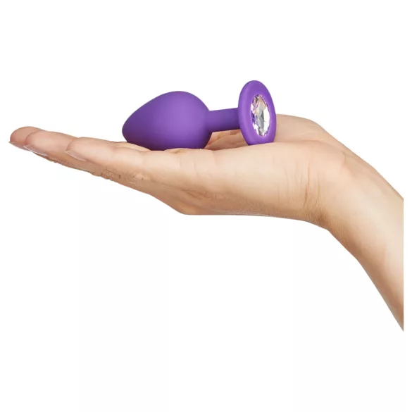 Baseks - dop anal din silicon cu cristale (mov) - 8 cm