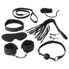   Baseks - set de legare cu bici și cleme pentru sfârcuri (negru)