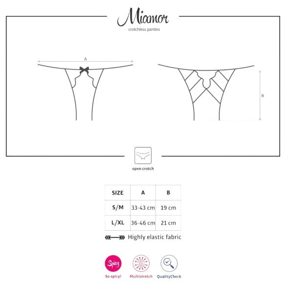 Obsessive - chiloți damă deschiși dantelă plasă - negru - L/XL