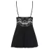 Obsessive - babydoll din dantelă și tanga (negru)