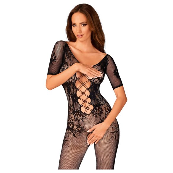 Obsessive - body negru din plasă cu spate decupat (mărimi S-L)
