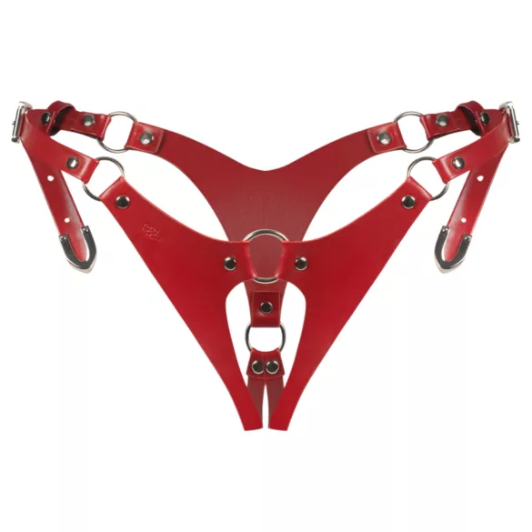 Obsessive - tanga deschisă reglabilă aspect piele - roșu