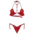 Set sutien cu bretele din piele Obsessive Inferro (roșu)