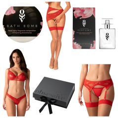 Obsessive - set lenjerie sexy cadou - 6 piese - roșu