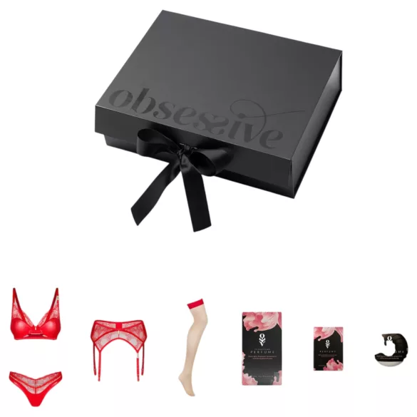 Obsessive - set lenjerie sexy cadou - 6 piese - roșu - L/XL