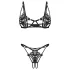 Obsessive Luise - set lenjerie intimă din 2 piese cu lalele (negru)
