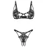 Obsessive Luise - set lenjerie intimă din 2 piese cu lalele (negru)
