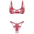 Obsessive Luise - set de lenjerie intimă cu lalele, 2 piese (roșu)