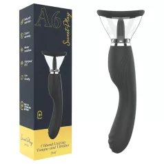   Sweet Play - vibrator 2în1 cu limbă pentru stimularea clitorisului și funcție de sucțiune (negru)