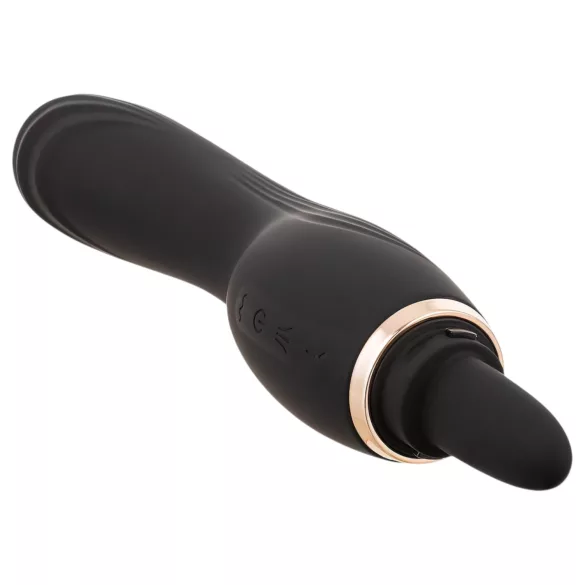 Sweet Play - vibrator 2în1 cu limbă pentru stimularea clitorisului și funcție de sucțiune (negru)