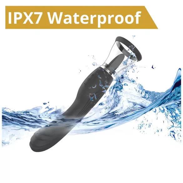 Sweet Play - vibrator 2în1 cu limbă pentru stimularea clitorisului și funcție de sucțiune (negru)