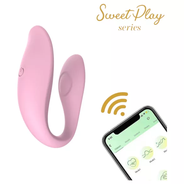 Sweet Play - vibrator pentru cuplu inteligent - roz