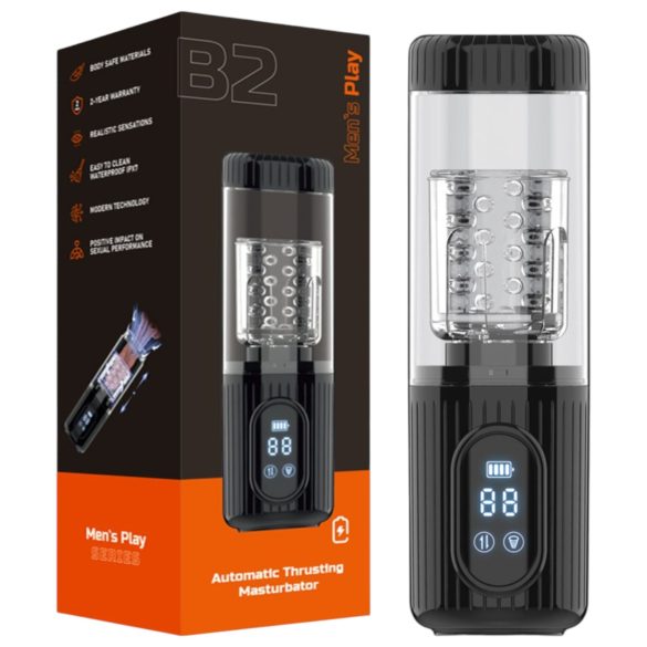 Men's Play - masturbator rotativ, aspirator și vibrant (negru)