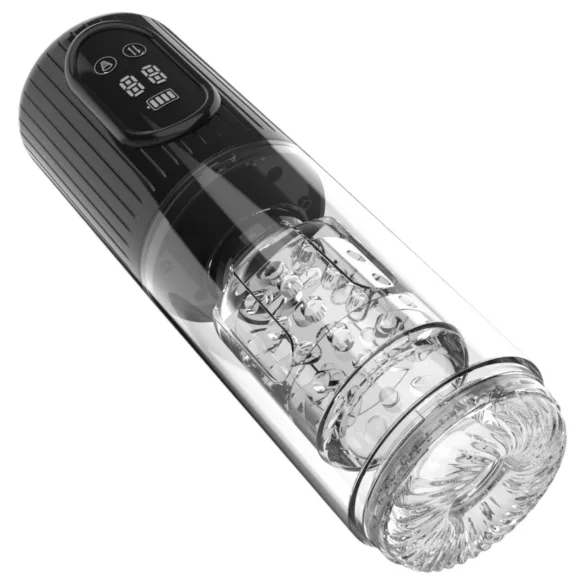Men's Play - masturbator rotativ, cu aspirație și vibrații - negru