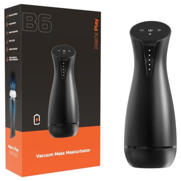 Men's Play - masturbator cu funcție de încălzire, aspirare și vibrație (negru)