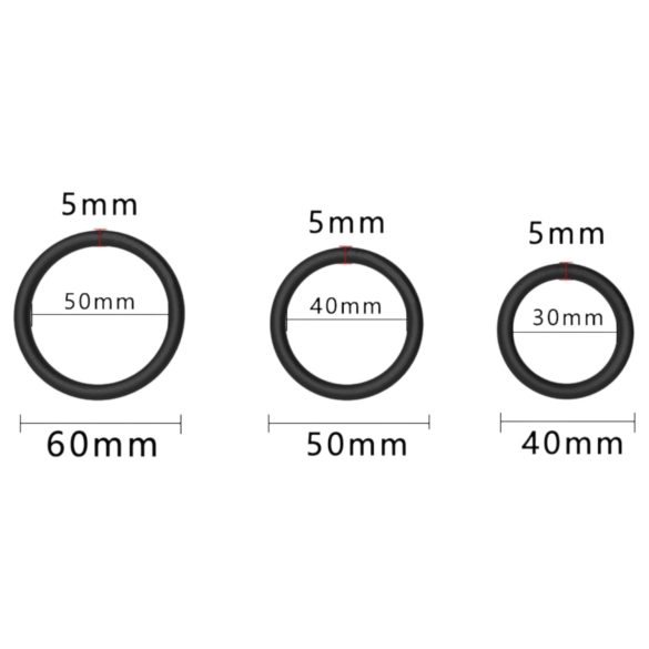 Men's Play - set inele pentru penis - silicon negru (3 bucăți)