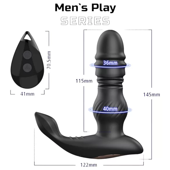Men's Play - vibrator pentru prostată cu mișcare sus-jos - negru