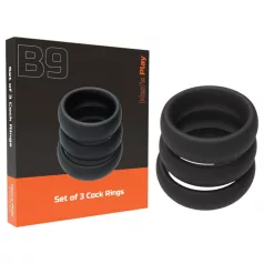   Men's Play - set inel gros pentru penis - silicon negru (3 bucăți)